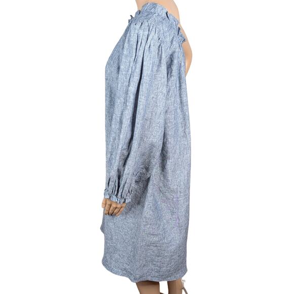 Milly LAKE Blue Chambray Denim Linen One Shoulder Shift Midi Dress SZ S - Picture 9 of 11